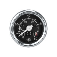 Tachometer 80 km/h mit Beleuchtung - Babetta - schwarzes Zifferblatt