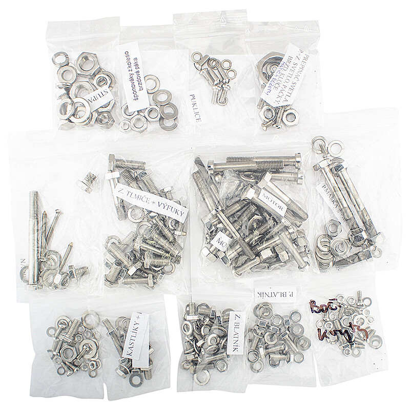 Jawa 250 komplettes Motorrad-Schraubenset Kyvačka-polierter Edelstahl