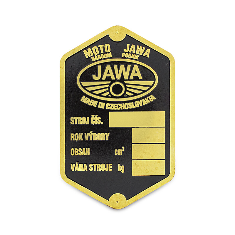 Typenschild Jawa 250/350 Perak Rahmenschild – geätztes Messing