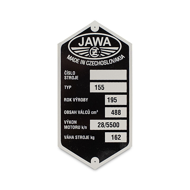 Typenschild für Rahmen Jawa 500 OHC