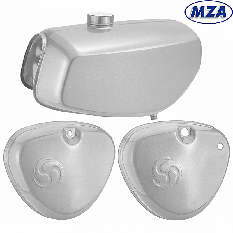 Tank + Seitendeckel Set Simson S51 Elektronik – silber – MZA
