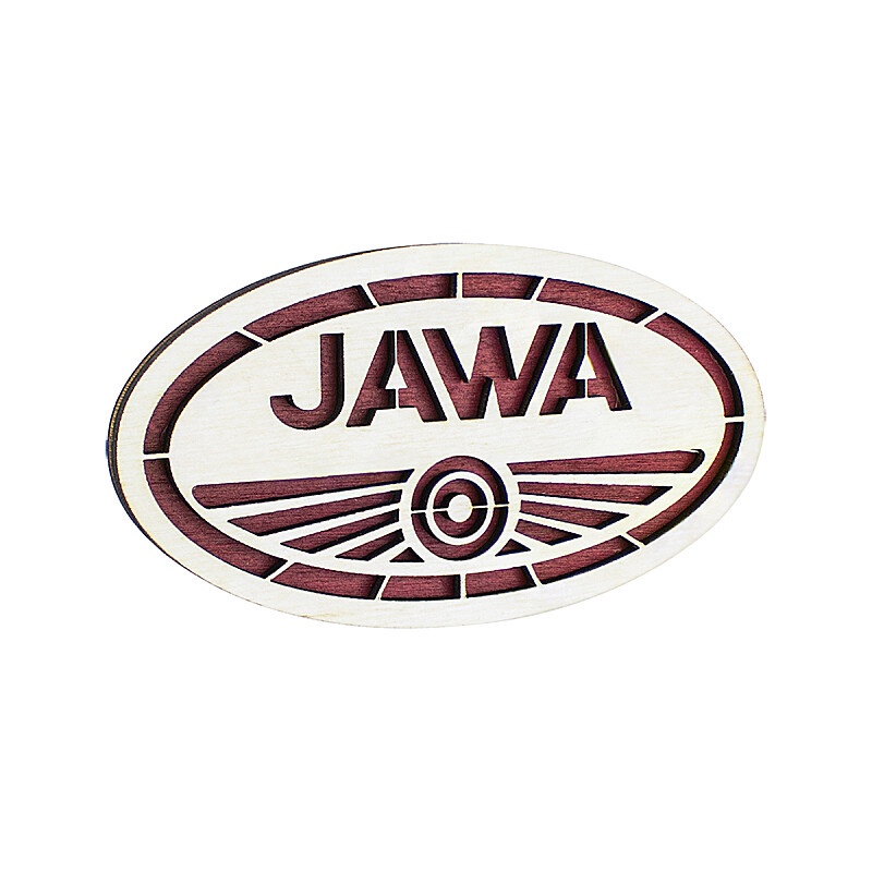 Holzmagnet Logo Jawa – 10 x 5,5 cm