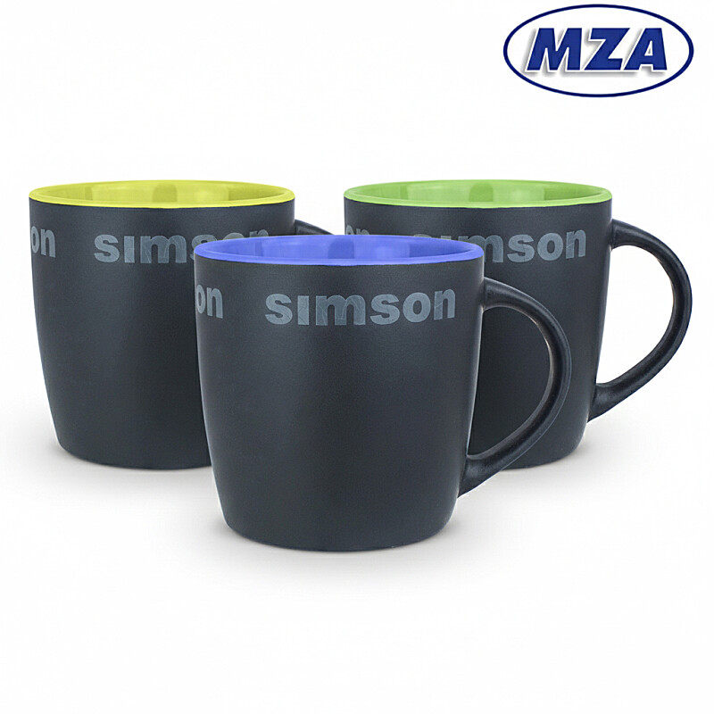 Tasse matt schwarz mit Schriftzug Simson – MZA