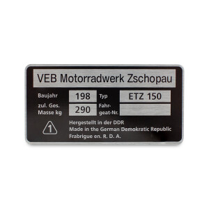 Rahmenetikett MZ ETZ 150