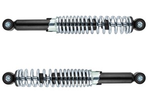 Stoßdämpfer - Öldämpfer hinten - Pionier, Babetta - mit einstellbarer Federvorspannung - Import– Chrom - Satz