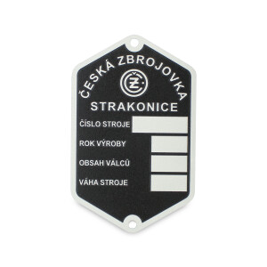 Typenschild ČZ 125/150 C – geätzt
