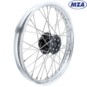 Komplettrad Simson Alufelge 1,5 x16 (Edelstahlspeiche) schwarzer Mittelpunkt für Scheibenbremse - MZA